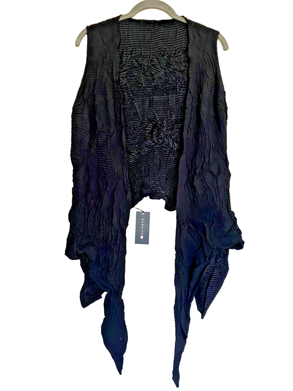 BABETTE SF Pleated Crinkle One of a Kind Vest SAMPLE! Art to Wear Black S M NWT